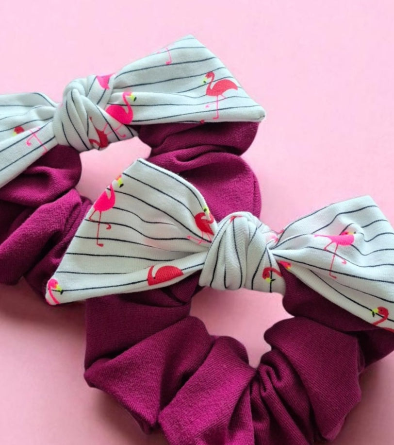 Chouchou bouclette flamingo