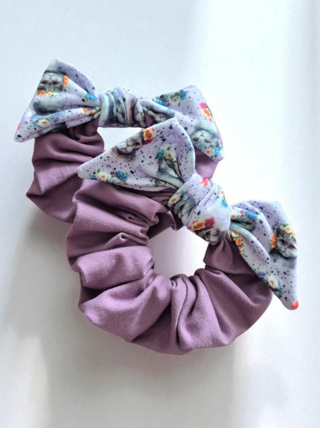 Chouchou bouclette chats et fleurs