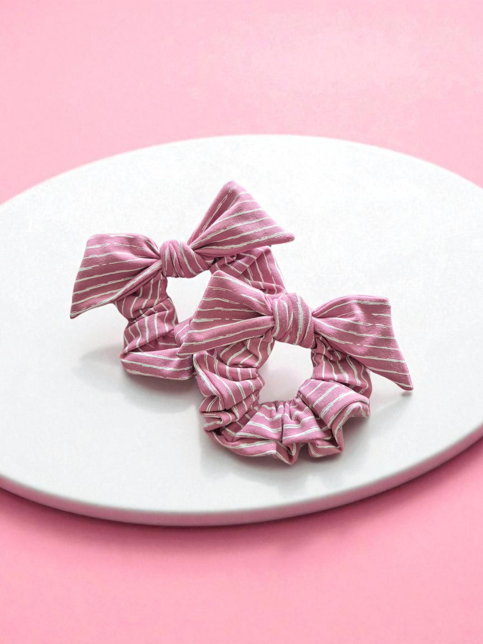 Chouchou bouclette rose ligné