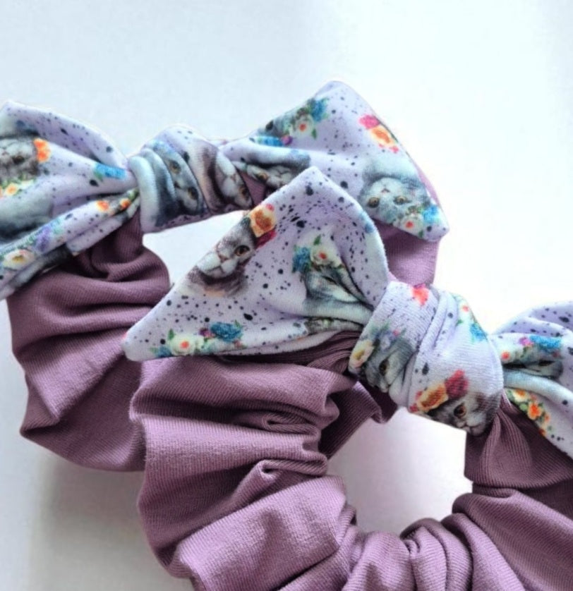 Chouchou bouclette chats et fleurs